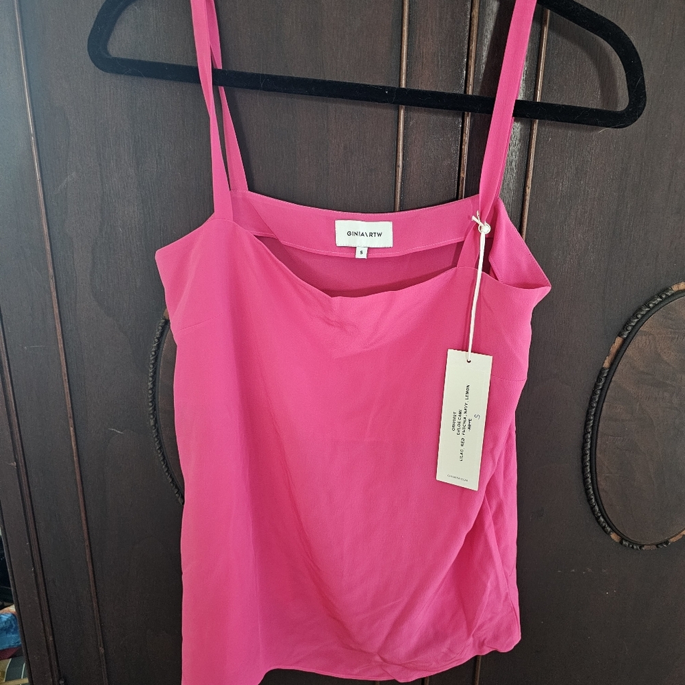Ginia RTW Pink Chloe Camisole Top Small 100% Silk NWT